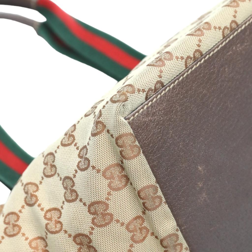 Gucci Sherry Line GG Canvas Handbag Tote Bag Beige Women 131228 Used
