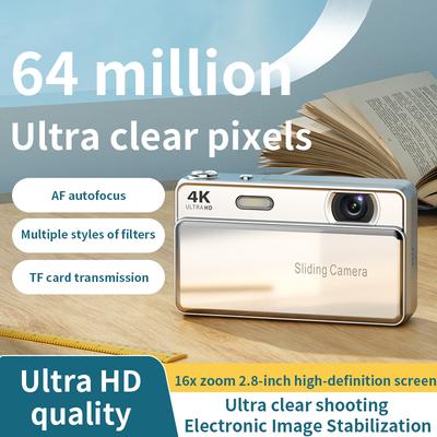 4K Sliding Digital Camera Portable CCD Style Card Camera Photo Video Recorder Student Pocket Digital Cam