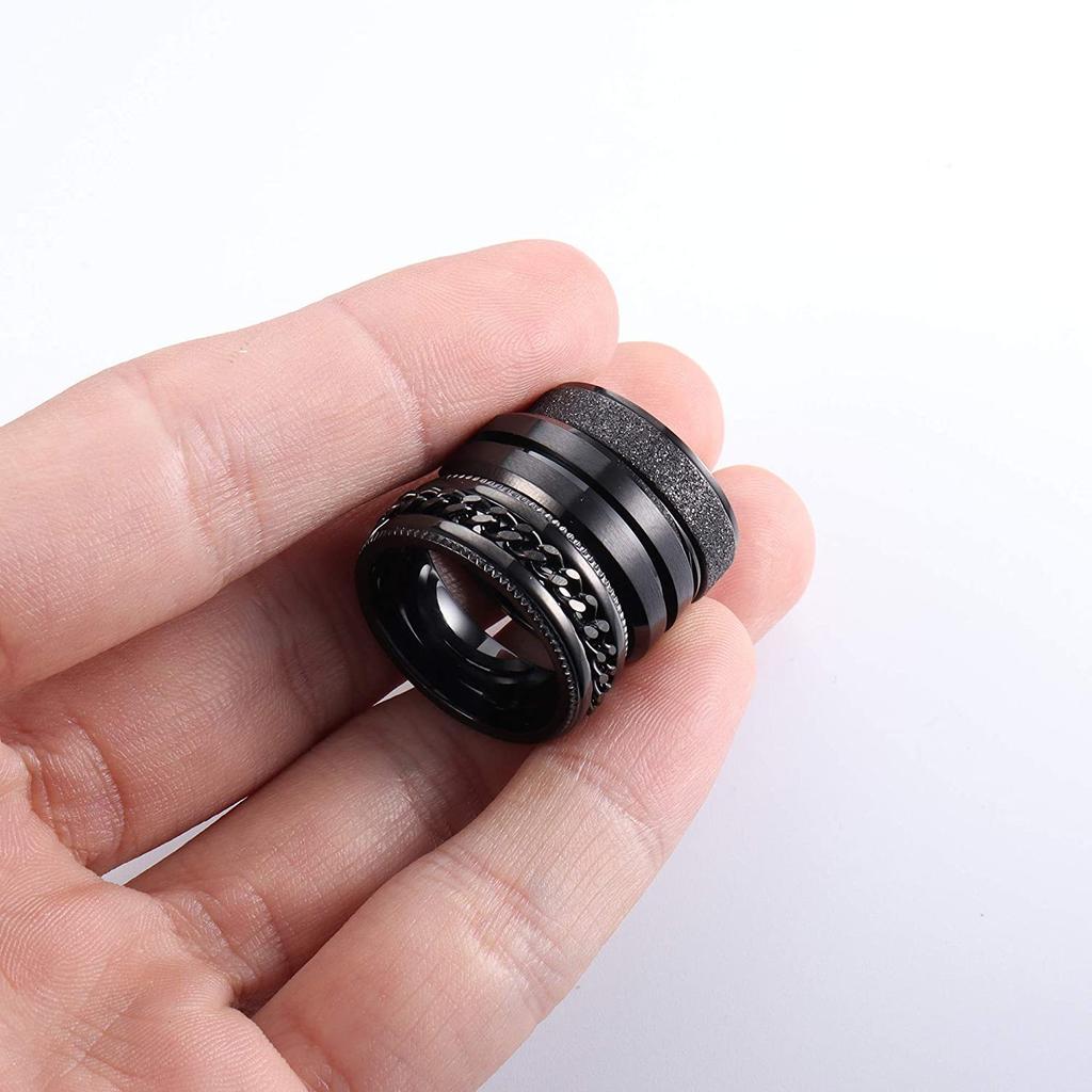 Set di 3 Anelli in Acciaio Inossidabile, Fedi Nuziali da Uomo, Anelli Spinner Cool, Regali Unisex per i membri della famiglia
