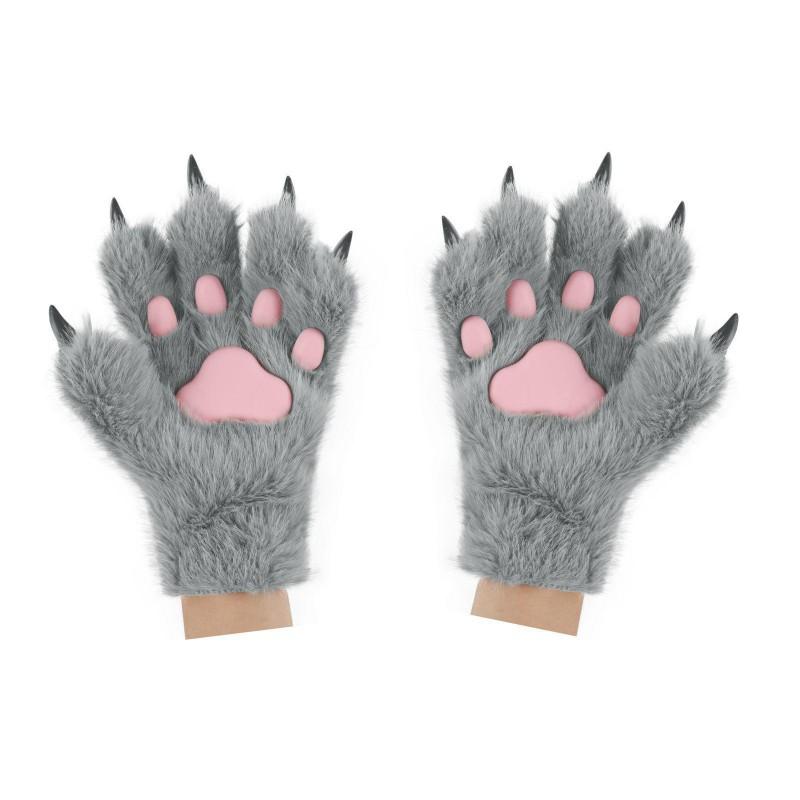 Gants Patte de Chat en Peluche Costume Cosplay Adulte Halloween Convention Anime Accessoire Costume Poilu
