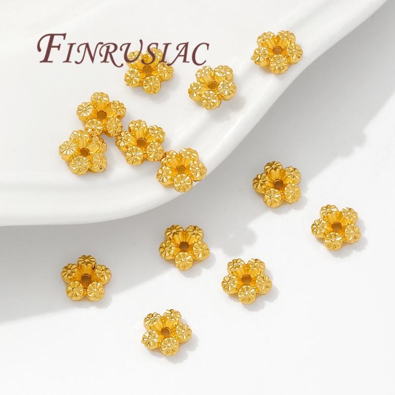 18K Gold Plated Spacer Beads For Jewelry Making,Brass Flowers Beads,Separators For Beads,DIY Bracelets Accessories
