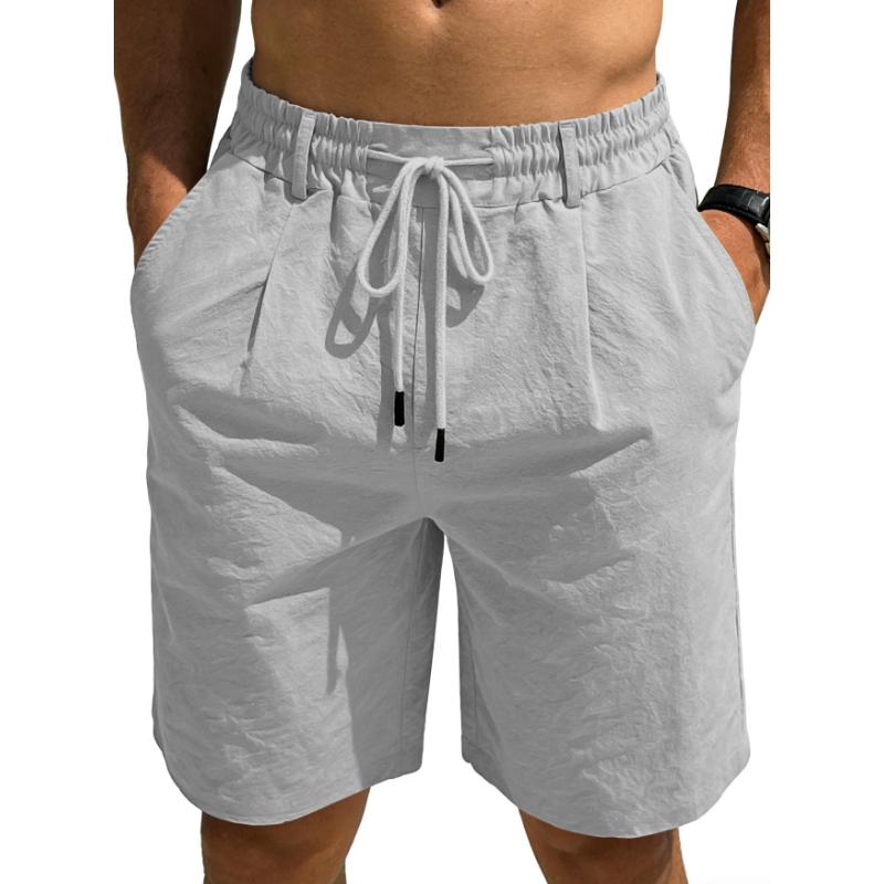 Men's Casual Shorts Cotton Elastic Waist Shorts Drawstring Summer Lightweight Shorts for Men Linen Casual Beach Vacation Yoga Golf Shorts with Pockets