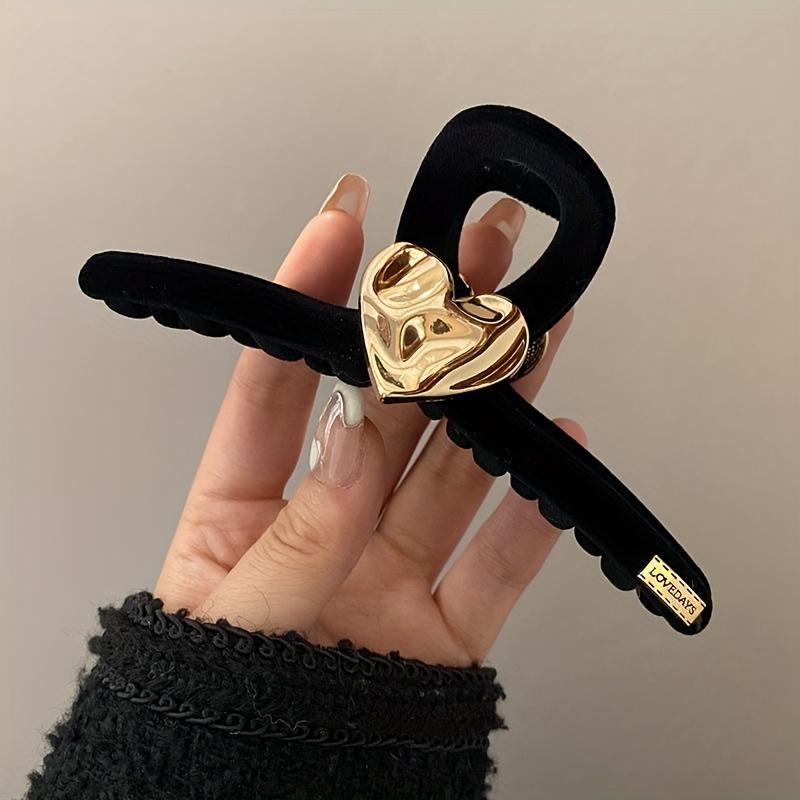 Elegant Vintage Heart-Shaped Hair Claw Acrylic, Perfect for Ponytails & Updos
