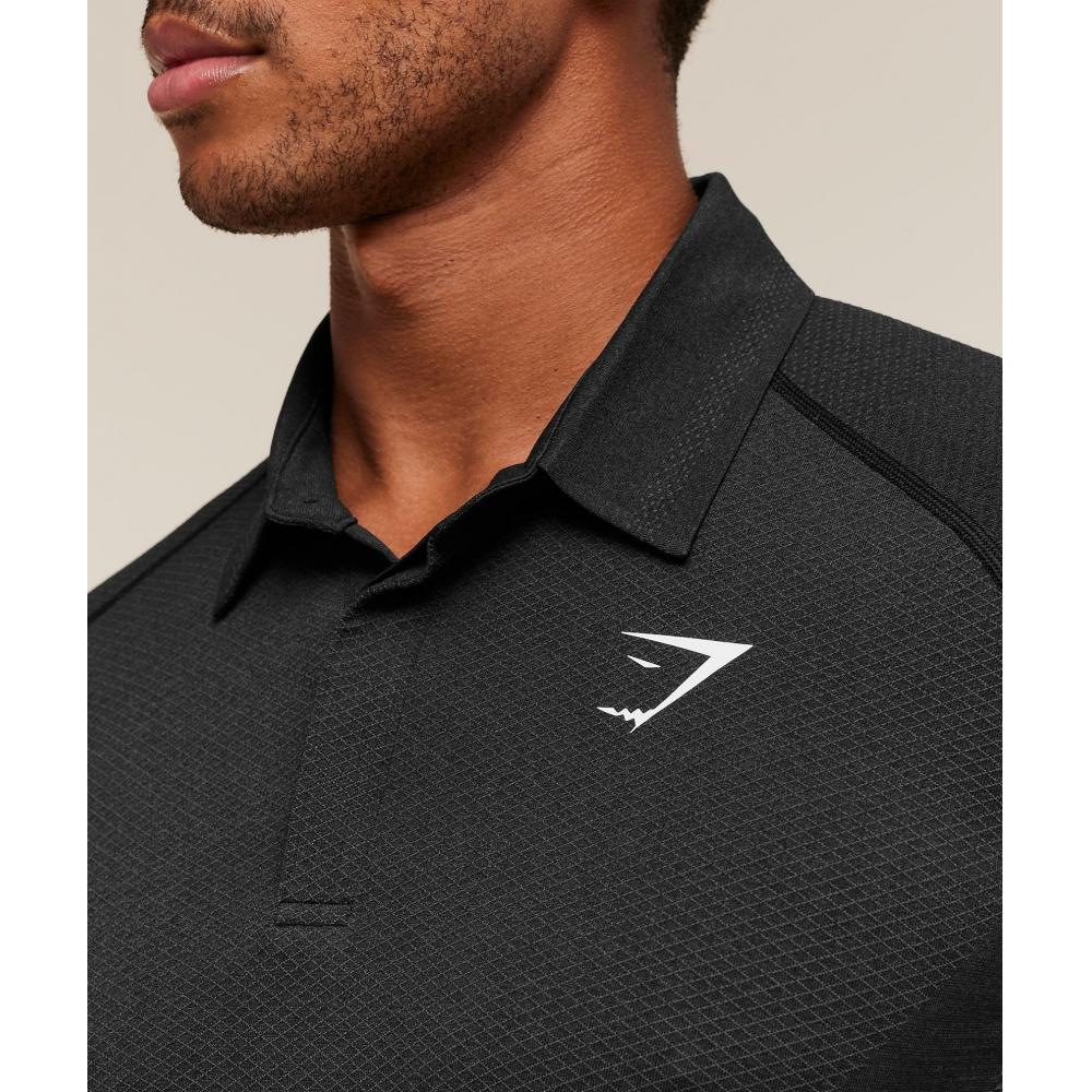 Gymshark Vital Polo Black Silhouette Grey A2c8z Bbmw