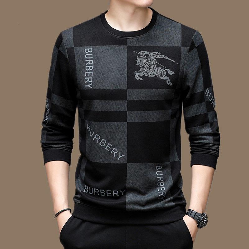 Autumn Winter Men Casual Hoodie High Street Long Sleeve Round Neck Large Size Cotton Contrast Color Loose All-match Sweatshirts