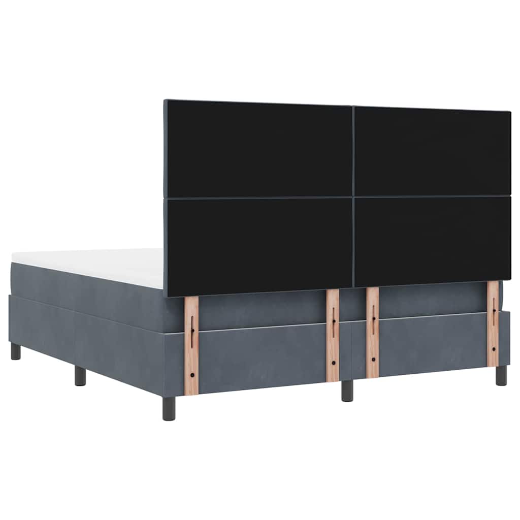LED Boxspring Bed with Headboard Dark Grey 180 X 200 Cm Velvet