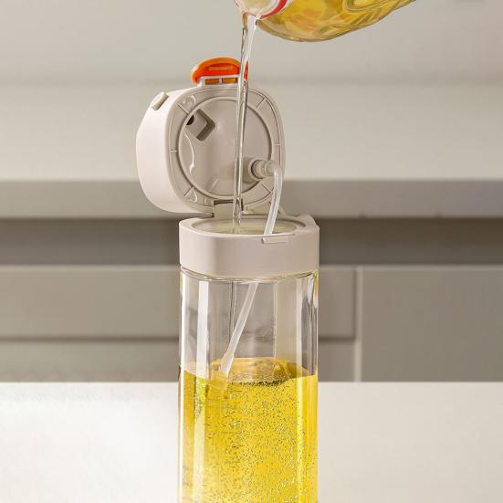 Oil Spray Bottle Dispenser, 2-in-1 Glass Material Kitchen Cooking Oil Sprayer, Refillable Cooking Spray Bottle with Tipper, Food Grade Spray
