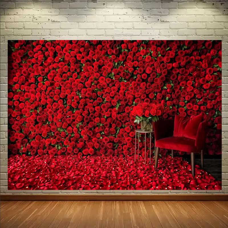 

2D Red Rose Flower Wall Backdrop for Studio Photography 47.2x31.5inch/120*80cm