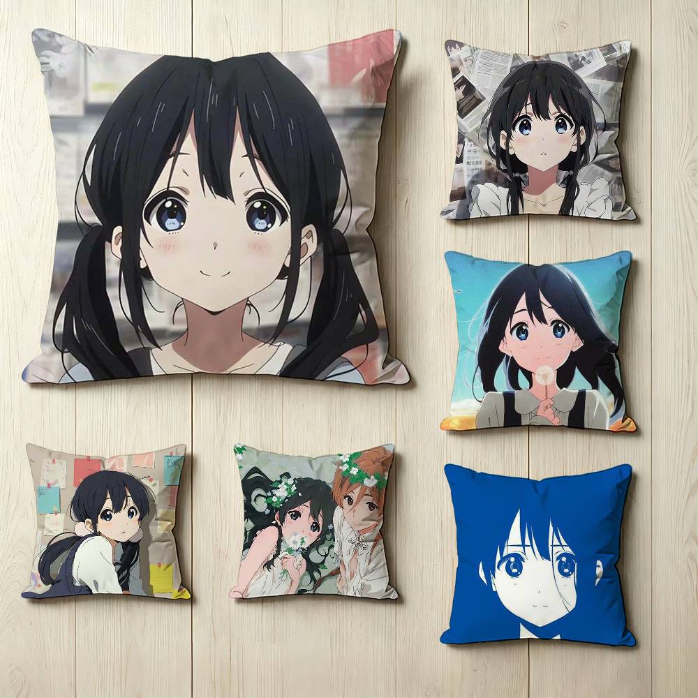 T-Tamako Market Anime K-Kitashirakawa Tamako Pillow Case Square Double-Sided Sofa Cushion Cover Bedroom Bedside Pillow