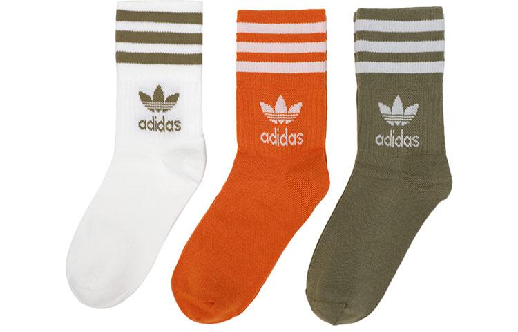 

Adidas Originals Crew Socks All Unisex White/Dark Orange/Green Couple s H62014 S