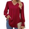 Women's Fall New Arrivals Solid Sheer Chiffon Shirt V-Neck Sleeveless Bell Sleeve Long Sleeve Top Blouse