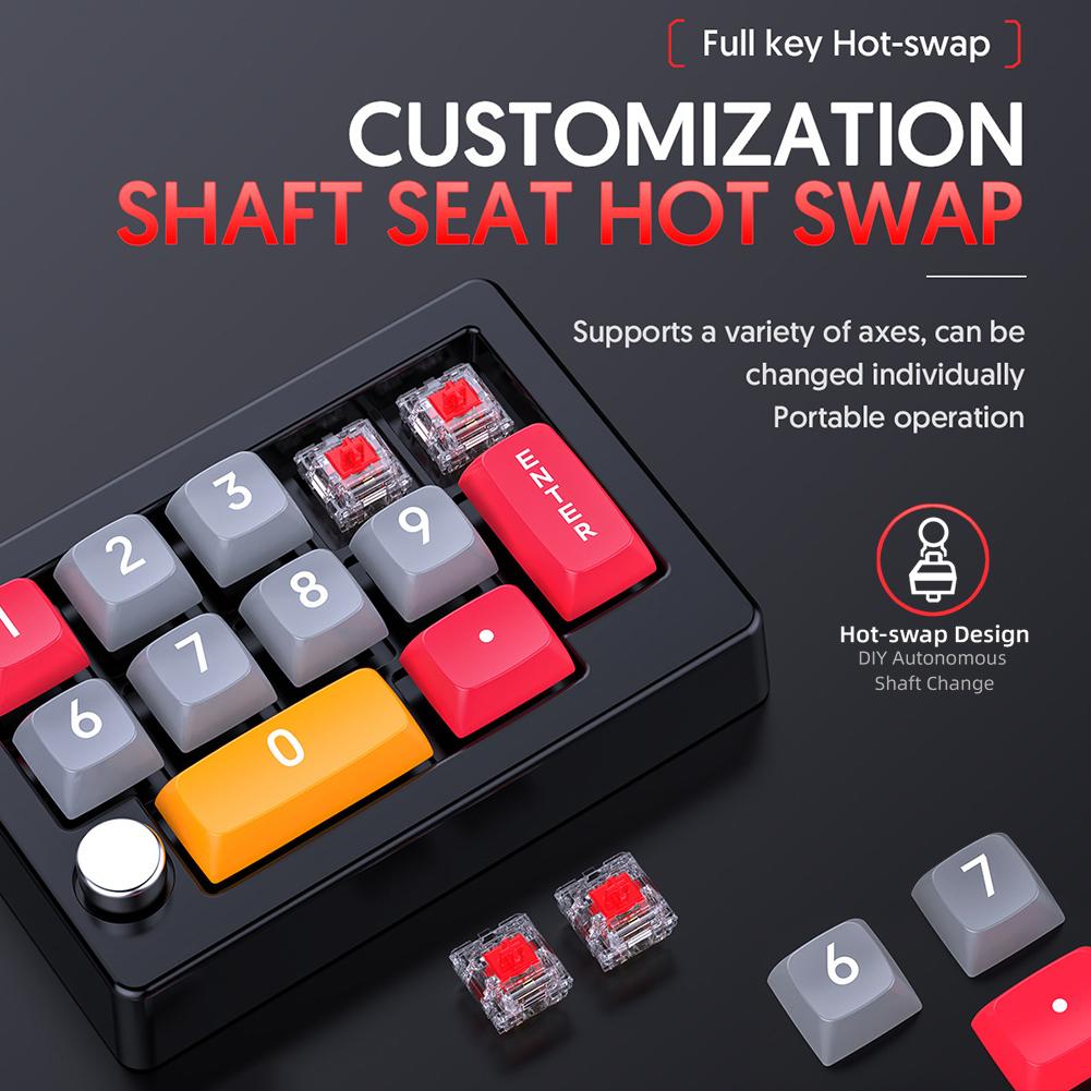 13 Key Wired Macro Programmable Mechanical Gaming Keyboard Fully Hot Swappable Programming KeyPad with Knobs Number Keyboard