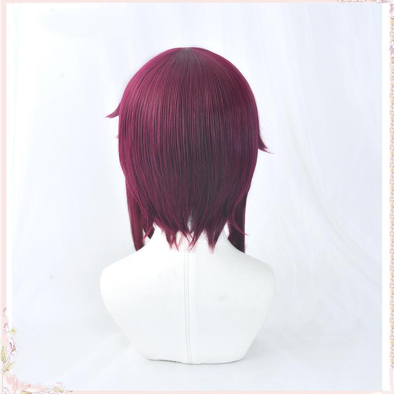Rosaria Genshin Impact Cosplay Wigs Cosplay Women Short 55cm Rose Red Wig Cosplay Anime Cosplay Wigs Heat Resistant Synthetic