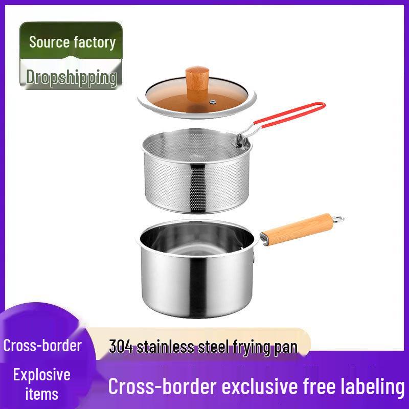Multifunctional Mini Deep Fryer & Milk Pot with Frying Basket