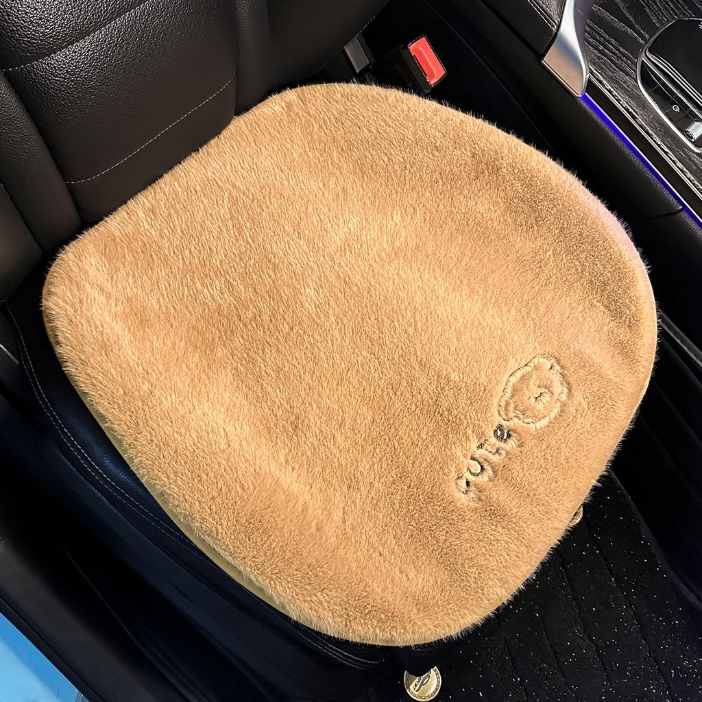 New Thick Car Plush Seat Cushion with Winter Warmth Cartoon Bear Car Seat Cover Half Pack Seat Cushion Waist Cushion Headrest