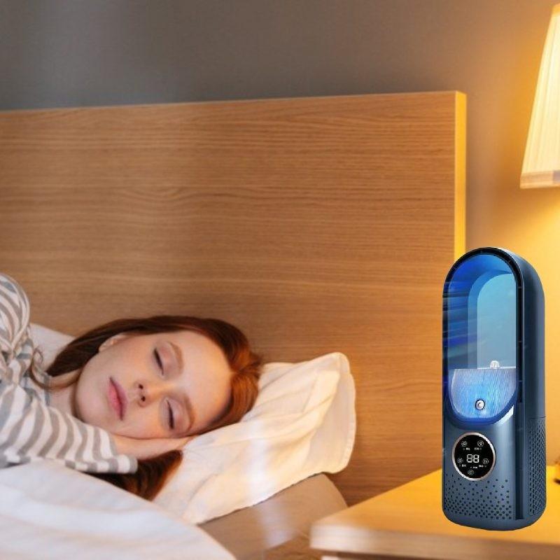 Beliebter Kaltluftventilator für Zuhause, Wohnheim, Büro, Schreibtisch mit Befeuchtungs- und Kühlfunktion, USB, Leise, Timer, Klimaanlagenventilator