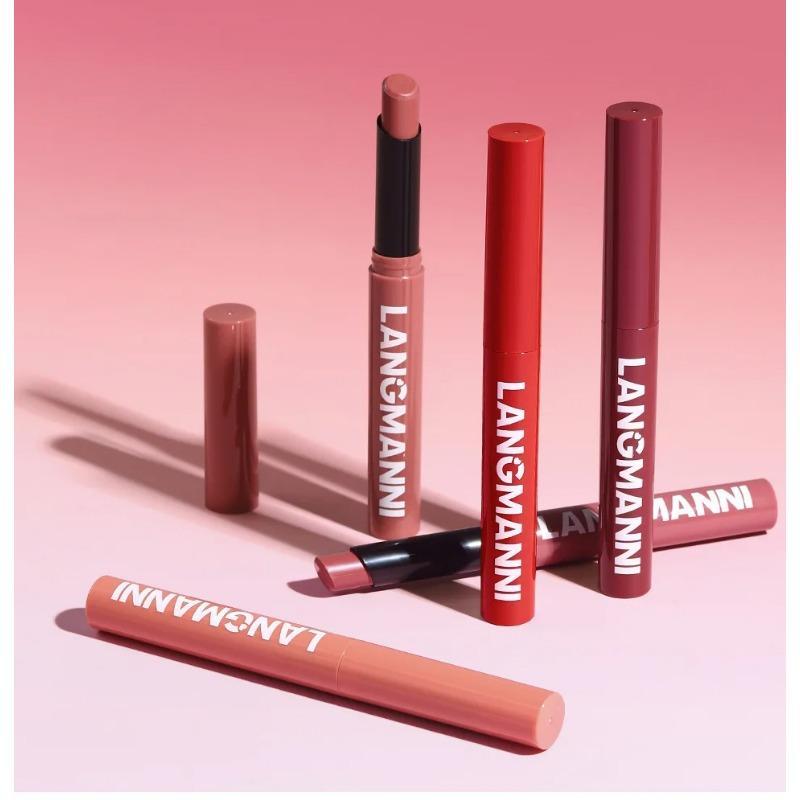 12 Color Matte Lipstick Pencil Waterproof Long Lasting Non-Stick Cup Lip Stain Tint Cosmetic Nude Lipstick Pen Makeup Maquillage