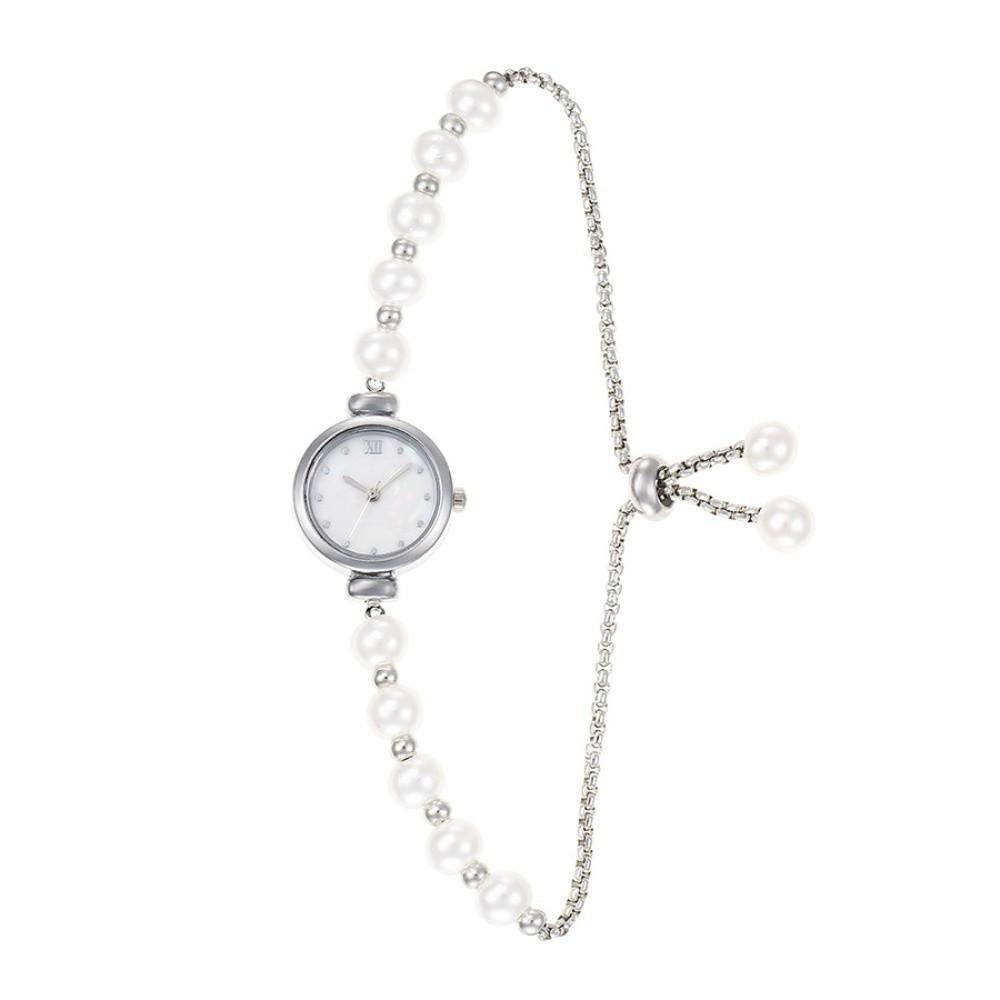 Elegant Pearl Bracelet Watch Round Dial Small Dial Watch Durable Women Quartz Watch Women