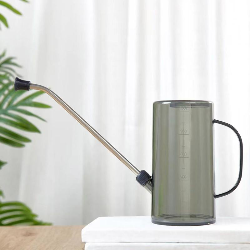 2L Clear Watering Can with Scale and Stainless Steel Long Nozzle for Indoor and Outdoor Plant Watering Health Growth