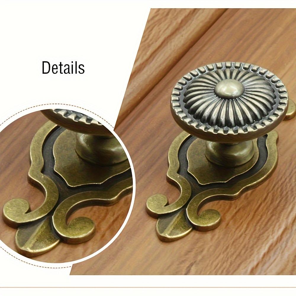 5pcs Bronze Zinc Alloy Drawer Pulls, 2.911.26 Inch Vintage Round Metal with Back Plate, Perfect for Dresser & Cabinet Furniture