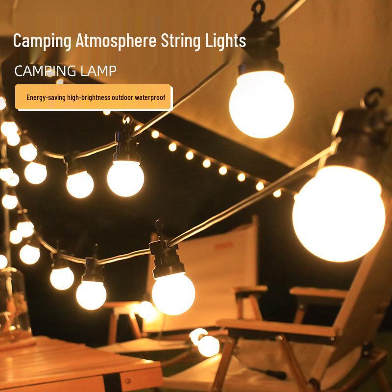 Solar G50 Globe String Lights: Waterproof Remote-Controlled Outdoor Fairy Lights for Camping, Awning, Tent, and Courtyard.