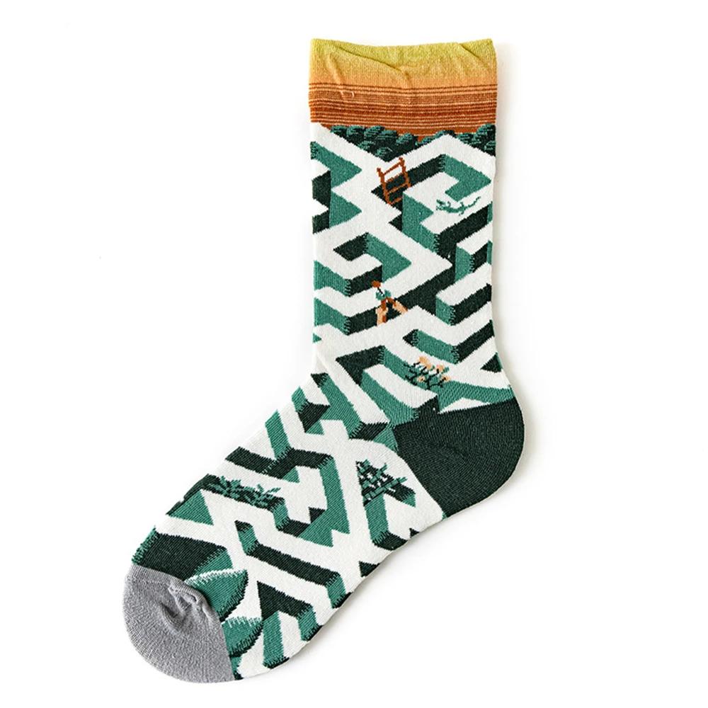 Colorful Cartoon Creative Fashion Vine Graffiti Novelty Men Women Socks Winter Warm Comfortable Cotton Sokken Dropship
