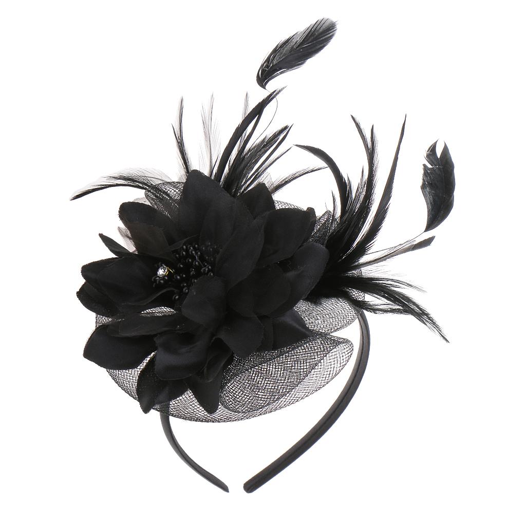 Fancy Dress Feather Fascinator Flower Veil Hat Hairband Party Costume