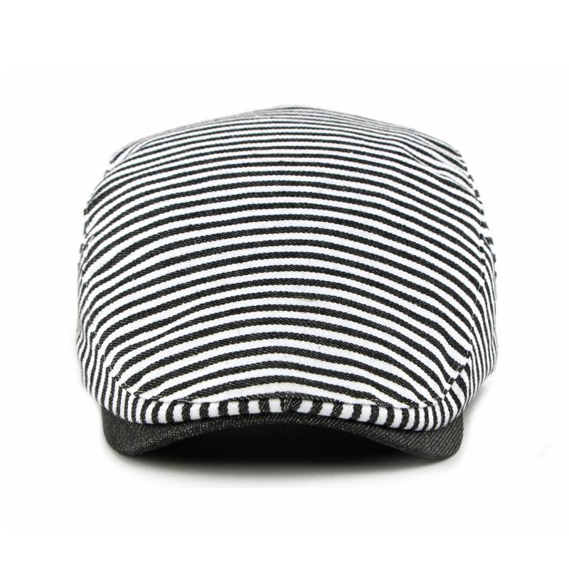 Navy Striped Cap Men Women Retro Beret British Cap Forward Cap