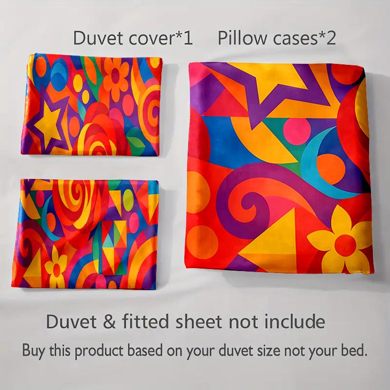 Colorful, Geometric, Swirls. Bedding Duvet Cover Sets Duvet Covers Pillowcases Gifts (1 * Duvet Cover 2 * Pillowcases, Without Duvet Insert)