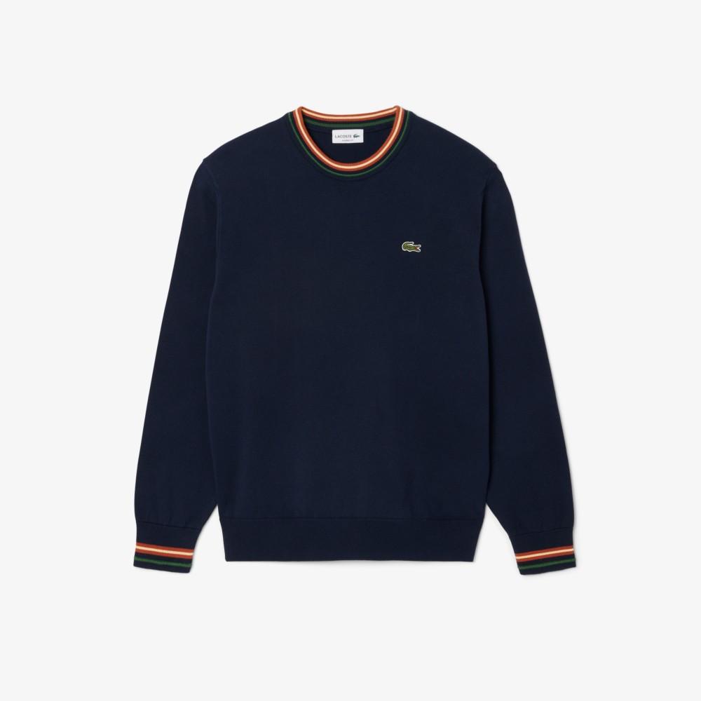 Lacoste Men's Tipping Cotton Crewneck Sweater AH5158-55N6P4
