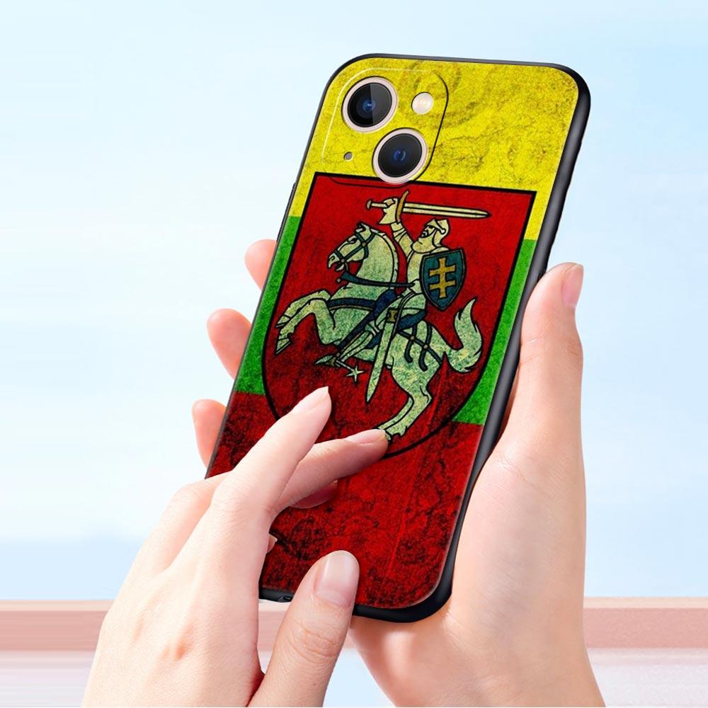 Flag of Lithuania Flag Luxury Phone Case For iPhone 13 15 14 12 Mini 11 Pro MAX XR X SE XS 7 8 Plus Silicone Protection Cover