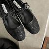Damen Frühling Sommer Mary Jane Schuhe Ballerinas Atmungsaktives Mesh Stickerei Flats Süße Schleife Weibliche Tägliche Gehsandalen