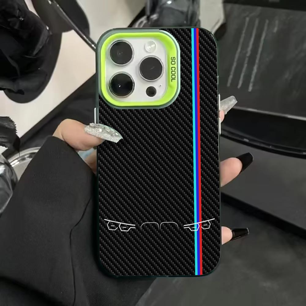 Cool Car Lights Carbon Fiber Pattern Phone Case Is Suitable for iPhone17 16 15 14 13 12 11ProMax Shockproof and Anti-fingerprint