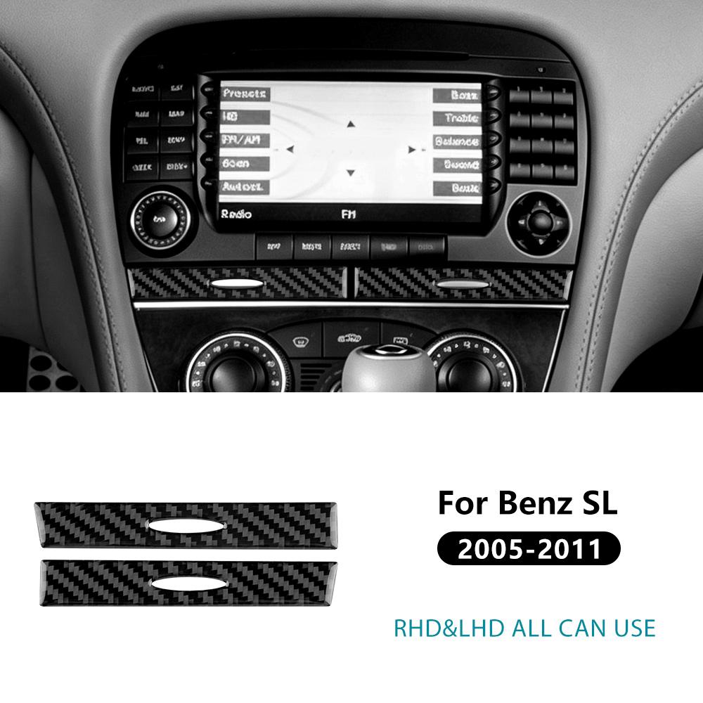 Real Soft Carbon Fiber Sticker For Mercedes Benz SL Class R230 2005 2006 2007 2008 2009 2010 2011 Car Central Control CD Panel