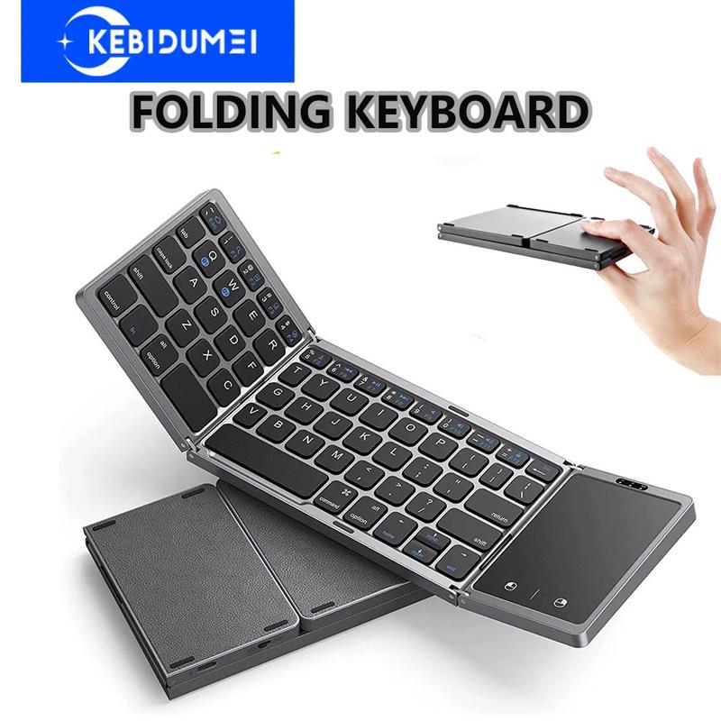 Mini-Drahtlose Bluetooth-Tastatur, tragbare Klapptastatur mit Touchpad für Windows Android IOS Tablet