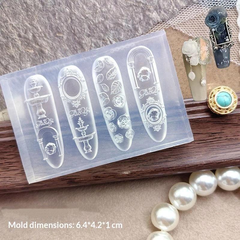 3D Wishing Fountain Nail Art Silicone Mold Compatible with UV Gel Resin Nail Charm Mould for DIY Nail Art Salon Home Craft