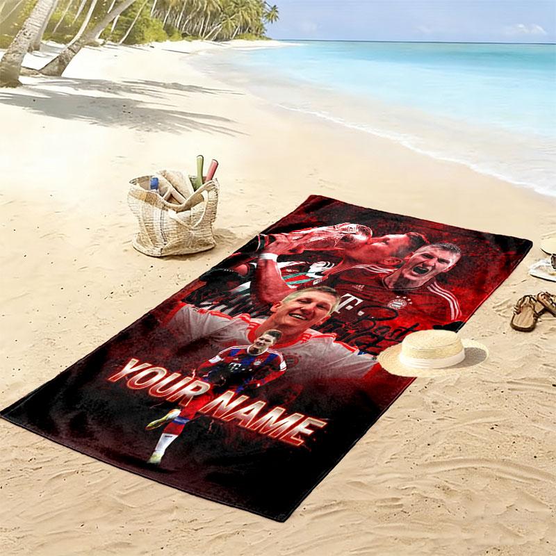 Benutzerdefiniertes FC Bayern München Druck Strandtuch, Großes Weiches Schnelltrocknendes Handtuch für Strand Camping Schwimmen