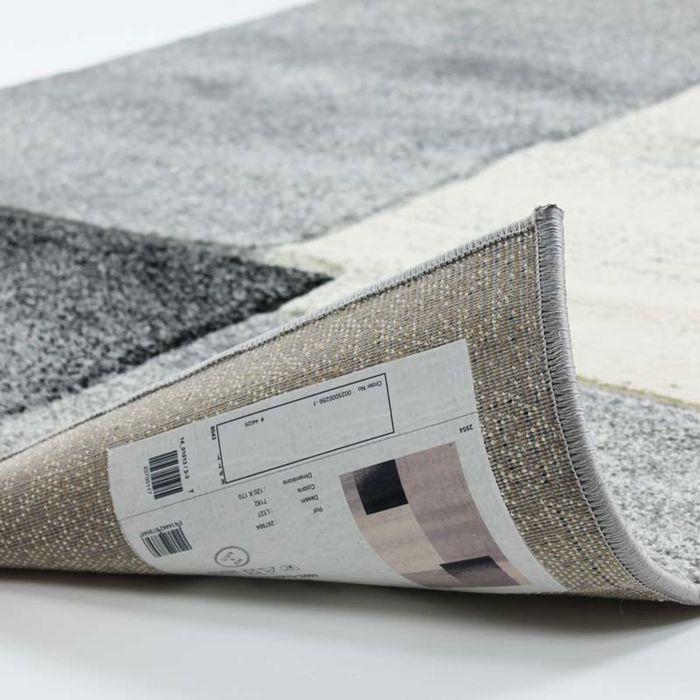 Tapis toucher laineux motifs carrés gris 160x230