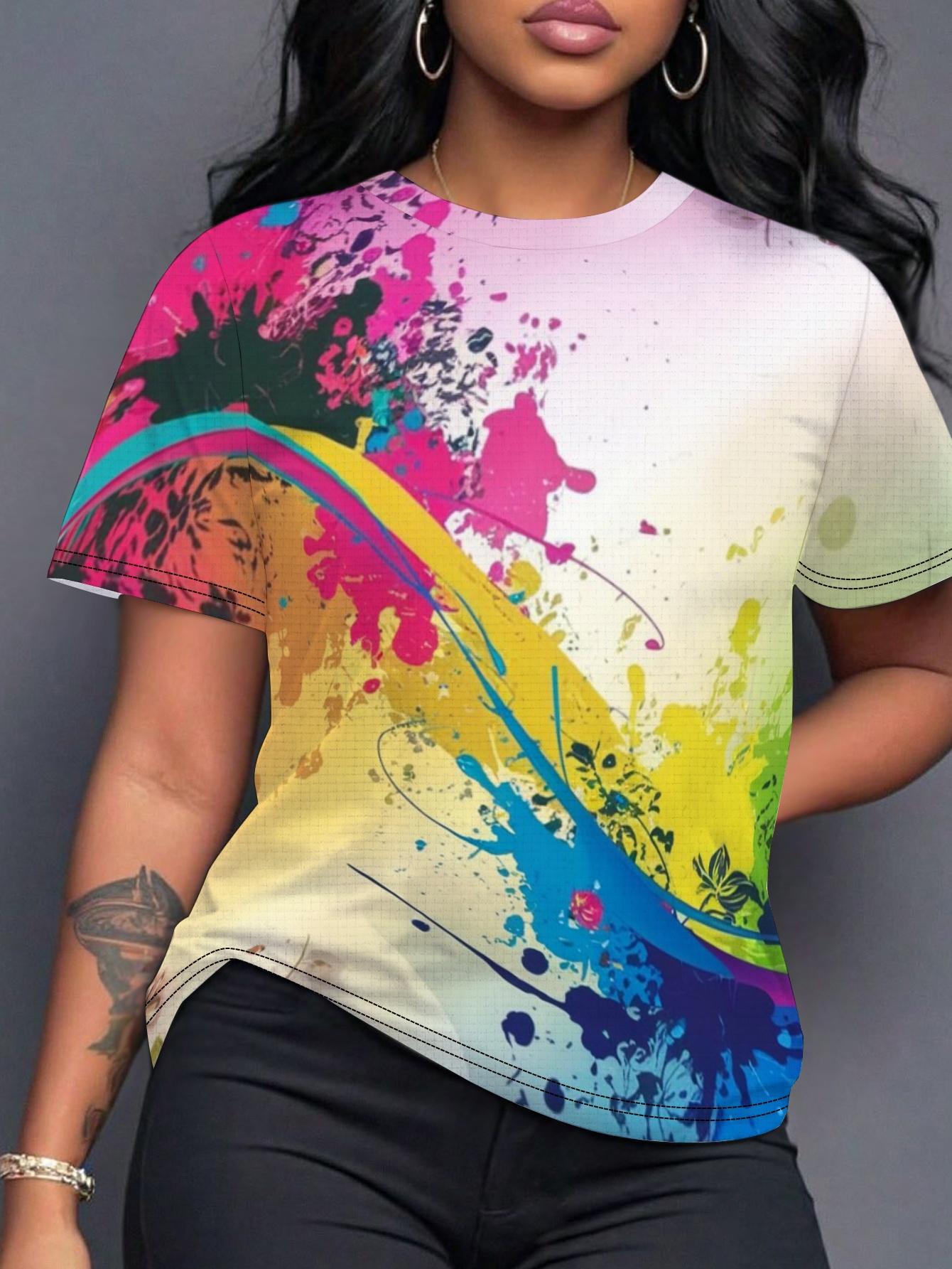 

A Comfortable Women S T-Shirt Featuring a Vibrant Holi Paint Splatter Design XL