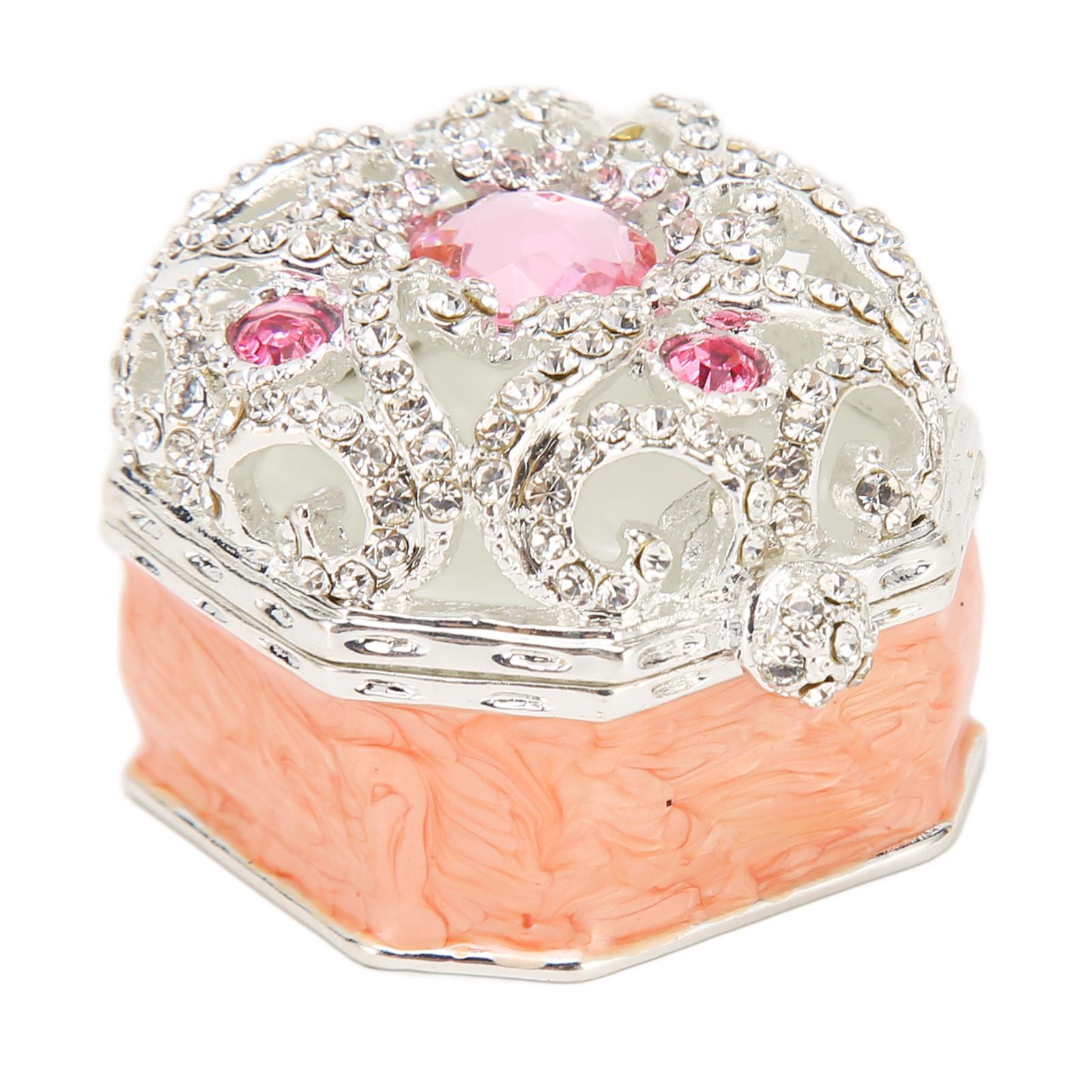 Эмалированная шкатулка для украшений Инновационная металлическая гальванизация Маленькая шкатулка для мелочей со стразами для колец, серег, украшений