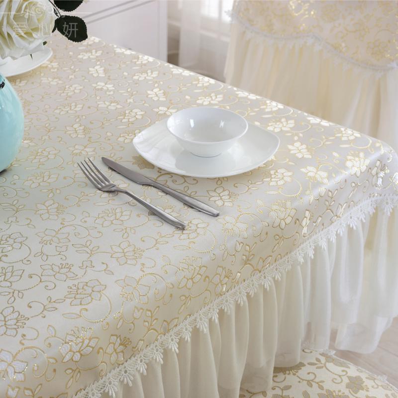 1PCS Weiße Spitze Tischdecken big saum Stickerei Abdeckung Handtuch Stuhl Abdeckung Hochzeit Esszimmer Stuhl Kissen Tisch Dekorieren