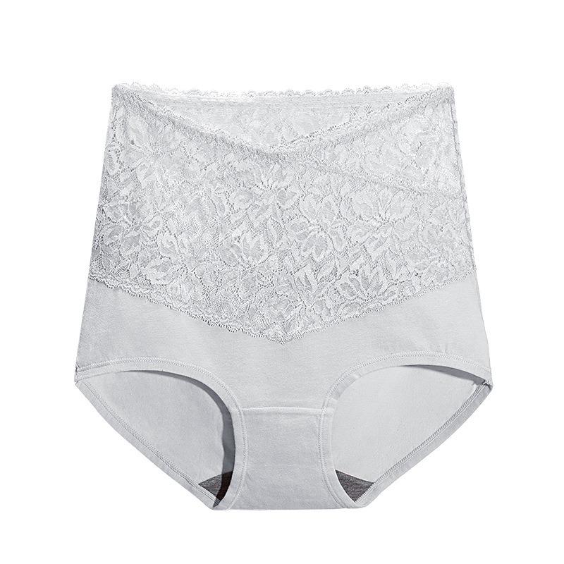 Women High Waist Lace Briefs Graphene Crotch Antibacterial Tummy Control Butt Lifting Plus Size Underwear