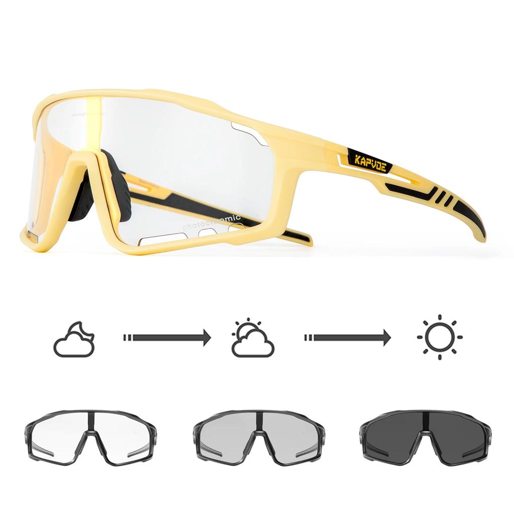 Kapvoe Photochromic Cycling Glasses UV400 Sunglasses Built-in Myopia Frame Sports Bike Eyewear Outdoor Bicycle Goggles
