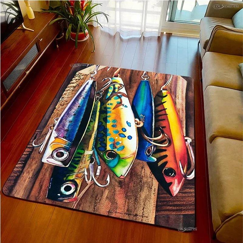 Fishing Enthusiast Carpet for Living Room Sofa Table Bedroom Rugs Home decor Kitchen washroom Indoor Outdoor Non-slip floor Mats