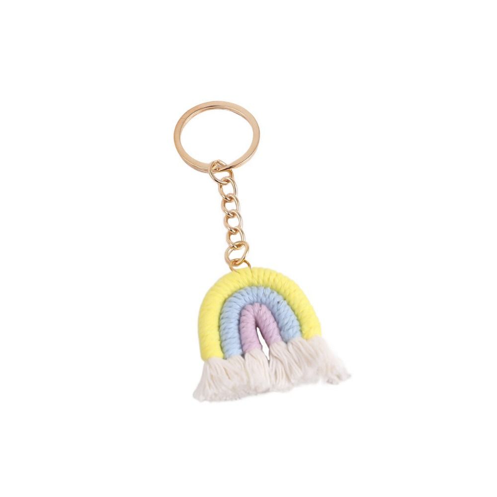 Pretty Three Color Rainbow Key Chain Fashion Knitted Rainbow Keychain  Girl