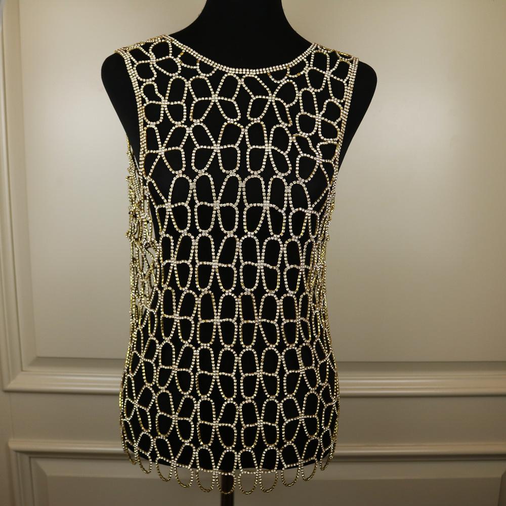 New Product Handmade Multi-Layer Rhinestone Dress Nightclub Sexy Beach Bikini Butterfly Body Chain Long Dress