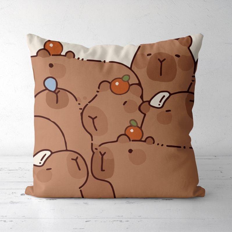 Cute Kapibara Capybara Cartoon Two-dimensional Pillowcase Children's Bedroom Sofa Cushion Cover Nap Pillow Cover