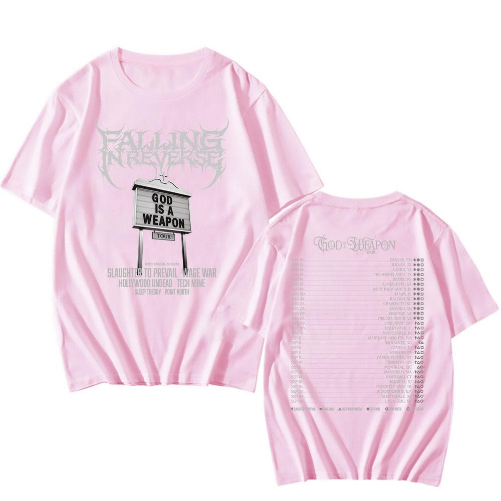 God Is A Weapon Tour 2025 NEW T-shirt Band Falling in Reverse Graphic Tshirts Cotton Short Sleeve Male T Shirt Unisex Streetwear