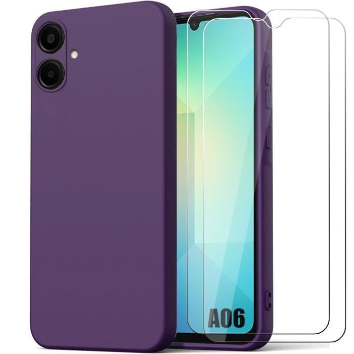 Coque + Verres Trempés - BOOLING - pour Samsung Galaxy A06 - Silicone Liquide - Protection Anti-Rayures - Violet Foncé