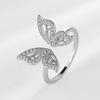 Chic Copper Ring with Rhinestone & Zirconia Butterfly Design